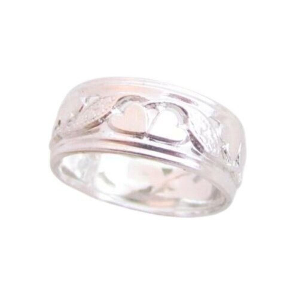 Vintage Stunning Wide Heart Design Band Esposito Silver Filled Ring Size 9 - Picture 2 of 7